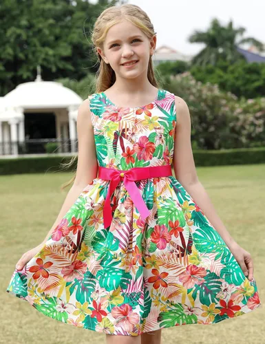 Miniatura 158 de Vestido de verano para niña, de algodón, con diseño floral