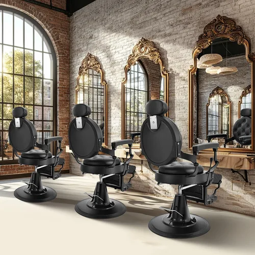 Miniatura 2 de Sillas de peluquería negras para peluquería, silla reclinable hidráulica de alta resistencia para estilista, champú multiusos para belleza, spa