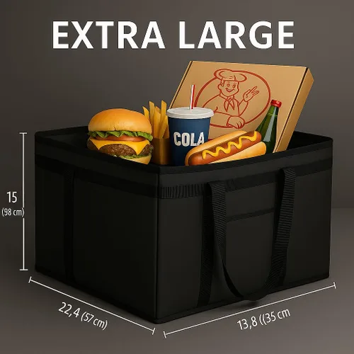 Miniatura 6 de musbus Bolsa térmica aislada para entrega de alimentos, mantiene la comida caliente, catering Therma para doordash, enfriadores de bolsas de Negro