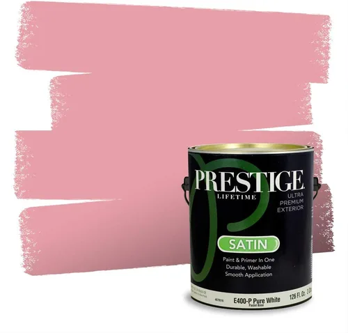 Miniatura 222 de Prestige Paints Pintura exterior e imprimación en uno, 1 galón, plano, coincidencia comparable de Valspar* Amber Rose*