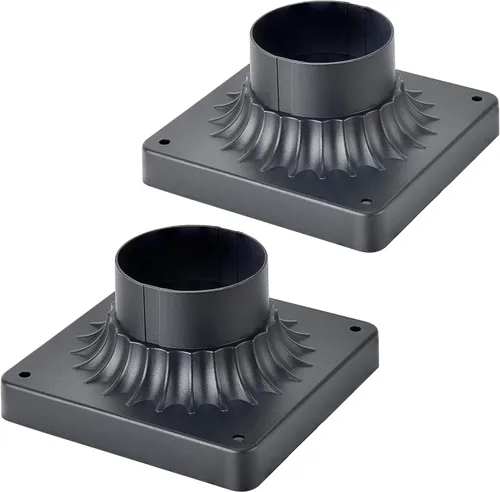 Miniatura 6 de Base de luz de poste para exteriores de 3 pulgadas, base de montaje en muelle negro, base de poste de lámpara cuadrada universal, adaptador