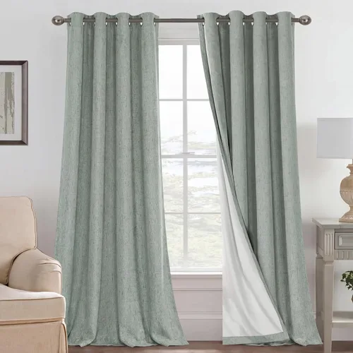 Miniatura 168 de H.VERSAILTEX Cortinas opacas de lino de 72 pulgadas de largo, 100% absolutamente opacas, con aislamiento térmico, con textura de lino, cortinas