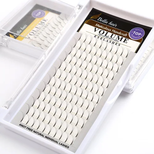 Miniatura 9 de Bella Hair Extensiones de pestañas rusas 3D con volumen, rizo C/D prefabricado, abanico de pestañas de volumen de 10/12/0.551 in de grosor, 0.003