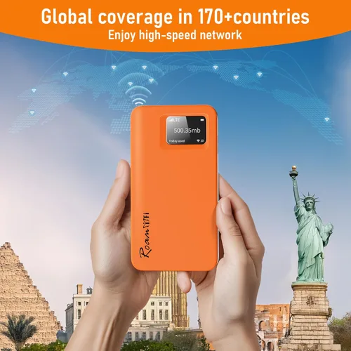 Miniatura 4 de RoamWiFi 4G LTE - Enrutador de punto de acceso móvil en todo el mundo, punto de acceso portátil de alta velocidad con datos de 1 GB de EE. UU., 30