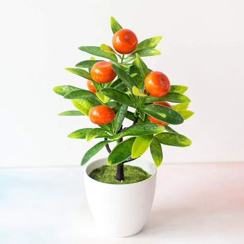 Miniatura 4 de Decoración de escritorio, árbol frutal artificial en maceta, planta falsa decorativa para oficina, decoración del hogar, accesorios de fotografía
