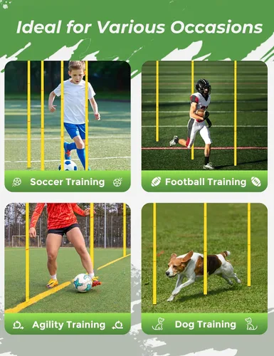 Miniatura 5 de SEAOTTER Bastones de entrenamiento de agilidad de fútbol, 6/10/20 unidades de 6 pies ajustables desmontables para entrenamiento de velocidad