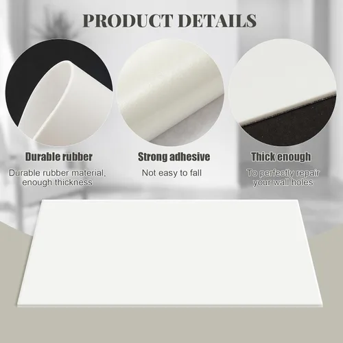 Miniatura 4 de Frienda Placa de pared de goma autoadhesiva de 5 x 3 pulgadas, placa de pared en blanco sin tornillos, cubierta de orificio de parche decorativa