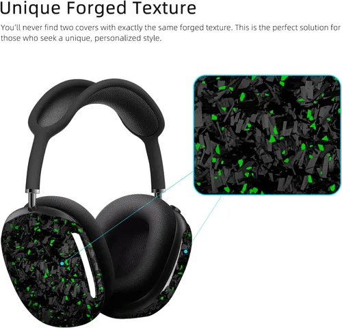 Miniatura 7 de MONOCARBON Funda de fibra de carbono real para AirPods Max (2024/2020), cubierta protectora de grado militar para auriculares Apple Max, único Verde