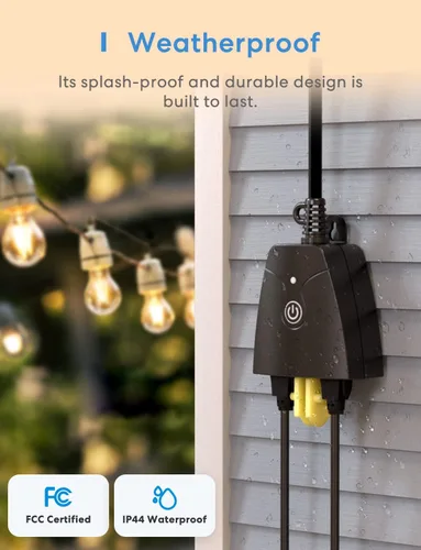 Miniatura 5 de meross Enchufe inteligente para exteriores compatible con Apple HomeKit, Siri, Alexa, Google Assistant y SmartThings, toma impermeable