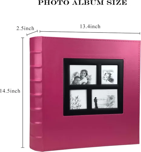 Miniatura 2 de RECUTMS Álbum de fotos de 4 x 6 pulgadas, 600 fotos, páginas negras, cubierta de cuero de gran capacidad, álbumes de fotos familiares para bodas
