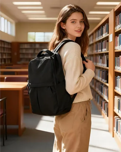 Miniatura 3 de Mochila pequeña para laptop para mujer, bolsa de computadora de 14 pulgadas con bolsillo trasero antirrobo oculto, mochila de viaje ligera