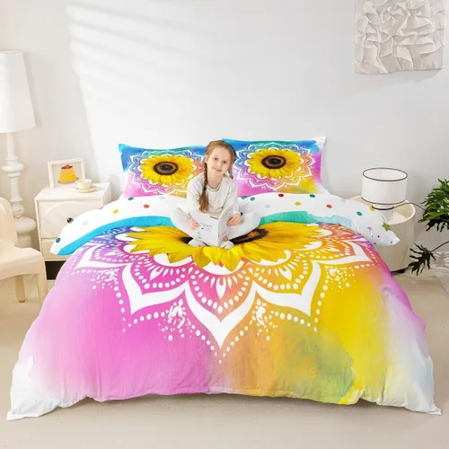Miniatura 23 de Erosebridal Juego de ropa de cama para niños, juego de funda de edredón de sirena tamaño individual, funda de edredón femenina de escamas de peces