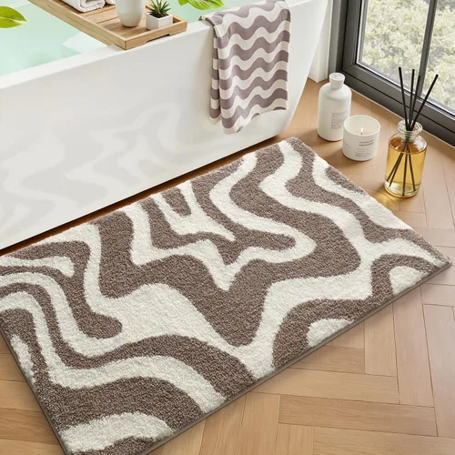 Miniatura 17 de LUMI Alfombra de baño antideslizante estética moderna, ultra suave, absorbente, lavable, de secado rápido, alfombras de piso de alta calidad