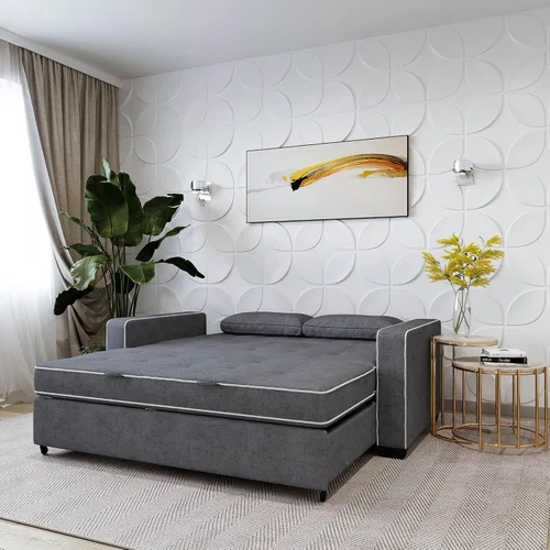 Miniatura 7 de Serta Ainsley Sofá Cama Convertible de 66.5", Tamaño Full, Dreamcoil Comfort, Tela Tejida Suave, Carbón