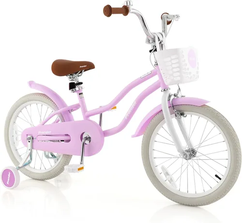 Miniatura 14 de BABY JOY Kids Bike, 12 14 16 18 20 Inch Boys Girls Bike w/Adjustable Seat, Removable Basket, Handbrake & Coaster Brake, Training Wheels or Turquesa