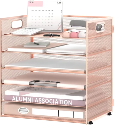 Miniatura 16 de Daltack Organizador de papel de 6 niveles para escritorio, organizador de bandejas de papel para escritorios, organizadores de archivos de Negro