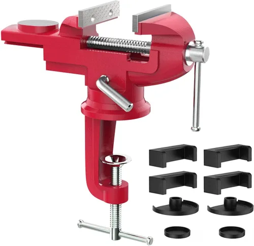 Housolution Abrazadera Universal de Mesa de 3 Pulgadas, Base Giratoria de 360°, Abrazadera de Banco para el Hogar, Abrazadera de Tornillo de Banco