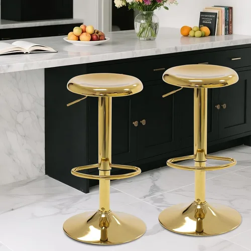 Miniatura 7 de Taburetes de bar – Paquete de 2 taburetes de bar de altura giratoria ajustable, taburetes de metal modernos, taburete de bar sin respaldo para bar