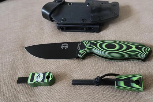 Miniatura 2 de Holtzman's Gorilla Survival Bloodline - Cuchillo de supervivencia de hoja fija de espiga completa con funda Kydex (verde) - Acero de alto carbono