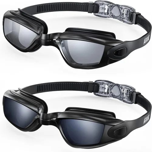 Miniatura 33 de Aegend - Gafas de natación, paquete de 2 gafas de natación sin filtraciones, para adultos, hombres, mujeres y jóvenes Negro claro y rosa rojo claro