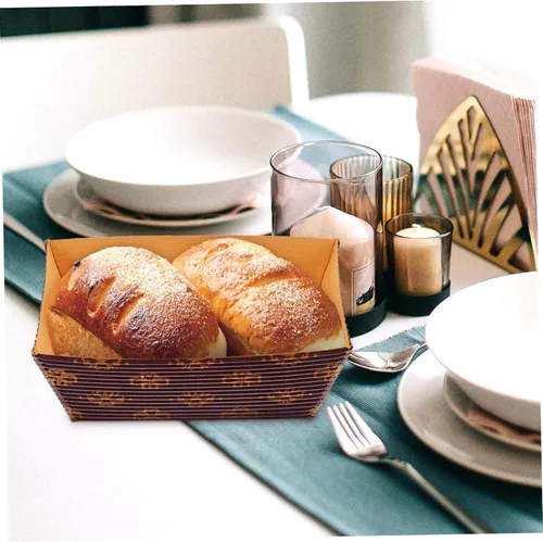 Miniatura 2 de HOMSFOU Bandeja de pastel corrugado, mini pan, papel de regalo de Navidad, pan, pan, pan, sartenes, rectángulo, tazas decorativas, papel de embalaje