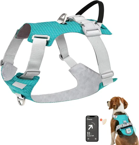 Miniatura 9 de Joytale Arnés para perro sin tirones con soporte para AirTag, arnés suave de seguridad nocturna para perro con asa de control y 2 clips, chaleco