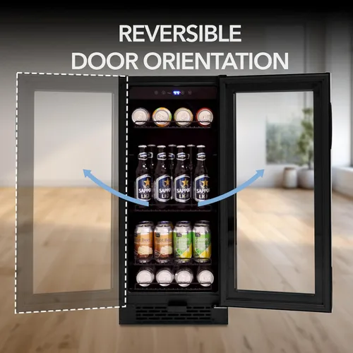 Miniatura 8 de Whynter BBR-801BG Refrigerador de Bebidas Empotrable y Enfriador Mini Nevera con Puerta de Vidrio con Cerradura, 3.0 Pies Cúbicos, Negro, 100