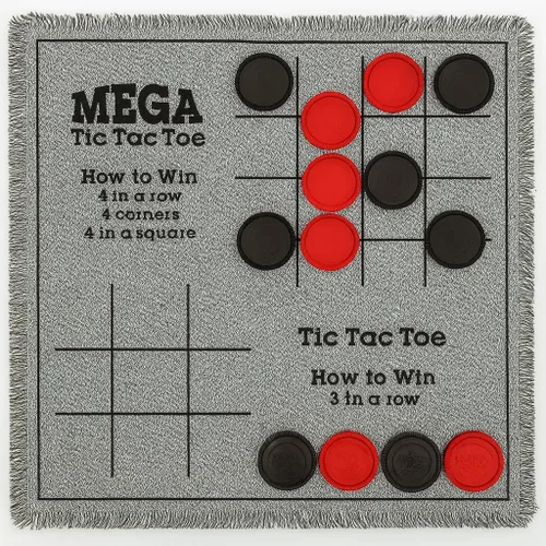 Miniatura 9 de Bolaball Juego de Damas Jumbo 3 en 1 y Tic Tac Toe con bolsa de transporte, juegos de mesa gigantes al aire libre, juegos familiares, tablero