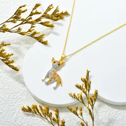 Miniatura 33 de Collares con colgante de perro de plata de ley S925 – 24 razas corgi/husky/labrador/pastor para mujer