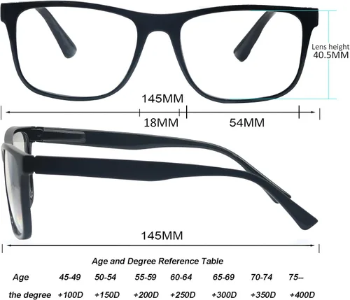 Miniatura 3 de Gafas de Lectura con Bloqueo de Luz Azul Hombres Grandes Cuadradas Sobredimensionadas de Ajuste Amplio Trampas para Hombres con Cabeza/Cara Grande