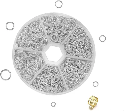 Miniatura 9 de Juego de 1051 anillos de acero inoxidable de calidad de acero inoxidable, anillos de salto abiertos de metal, 304 anillos de salto de acero Dorado