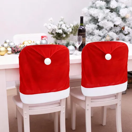 Miniatura 4 de Juego de 4 Fundas para Sillas de Cocina de Navidad, Fundas Elásticas Estirativas para Sillas de Comedor, Decoración Navideña Festiva para la Cocina