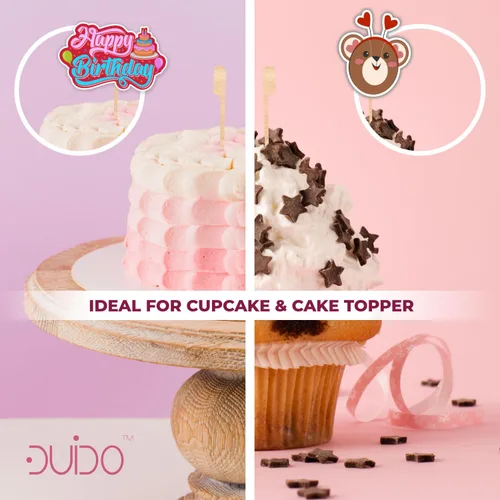 Miniatura 5 de Palillos de bambú para decoración de cupcakes – 3.5 pulgadas (paquete de 500) palillos de dientes para aperitivos – Palitos de decoración