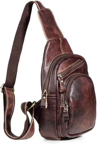 Miniatura 3 de Ztimi Bolso de hombro para hombre, bolso de mensajero, bolso de pecho para hombre, bolso cruzado casual, bolso retro pintado a mano