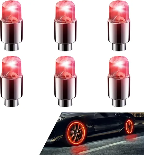 Miniatura 9 de 4 PCS Luces LED para Tapas de Vástago de Válvula de Neumático, Flash Giratorio con Visibilidad de 360 Grados, Luces de Rueda Impermeables para Azul