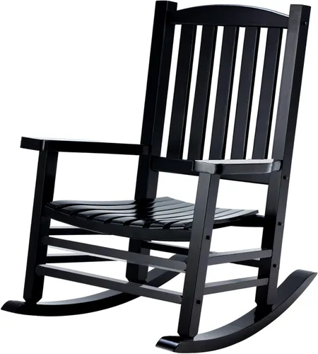 Hupmad Mecedora de madera para exteriores de gran tamaño, mecedora de madera para patio con respaldo alto y reposabrazos, para todo tipo de clima,