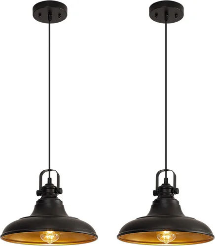 Miniatura 11 de Iluminación Colgante Negra para Isla de Cocina, Luces Colgantes de Granja en Negro Mate para Isla de Cocina, Accesorios de Iluminación Colgante