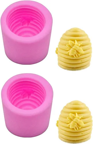 MoldFun Paquete de 2 moldes de silicona de abeja para jabón hecho a mano, decoración de fondant de pasteles, dulces, chocolate, vela, resina, cera