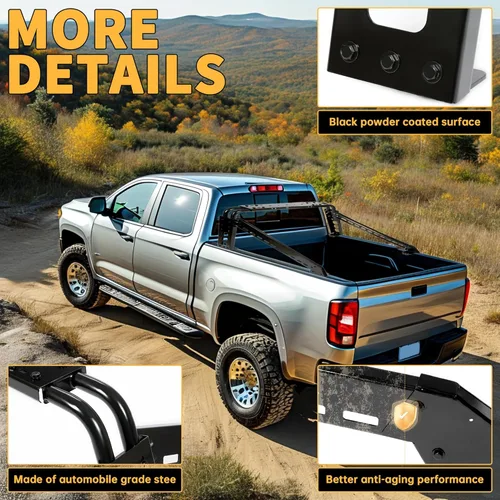 Miniatura 4 de KUAFU Baúl de Transporte con Barra de Enrollado Ajustable Compatible con Camiones de Tamaño Completo 04-24 F150 F-150 07-18 Silverado Sierra 1500