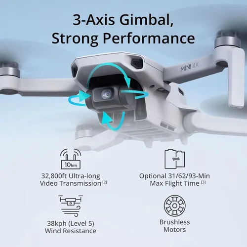 Miniatura 3 de DJI Mini - Combo de dron con cámara 4K, dron con cámara 4K UHD para adultos, menos de 249 g, estabilización de cardán de 3 ejes, transmisión