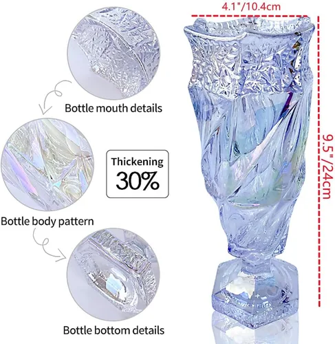 Miniatura 2 de Florero de cristal de 2.4 libras 9.5 pulgadas, estilo bohemio, para centros de mesa, boda, decoración del hogar florero de cristal (brillante)