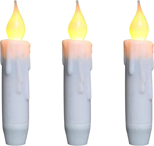 Miniatura 13 de CVHOMEDECO. Velas cónicas parpadeantes LED, velas sin llama con goteo, operadas por batería con temporizador, blancas, 4-3/4 pulgadas, juego de 2
