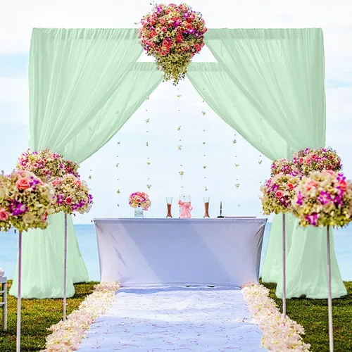 Miniatura 19 de DUOBAO Cortina de gasa rosa, 2 paneles de 29 x 96 pulgadas, cortinas de telón de fondo de boda, cortinas de playa transparentes para sala de estar