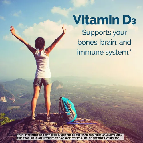 Miniatura 8 de Nature's Wonder Vitamina D3 5000iu (125mcg) de alta potencia, suplemento dietético para apoyar la salud ósea y el sistema inmunológico, sin gluten