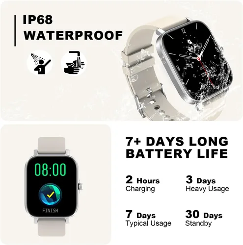 Miniatura 7 de Reloj inteligente para hombres y mujeres, compatible con iPhone, Samsung, teléfono Android, pantalla táctil completa de 1.69 pulgadas, IP68, Luz