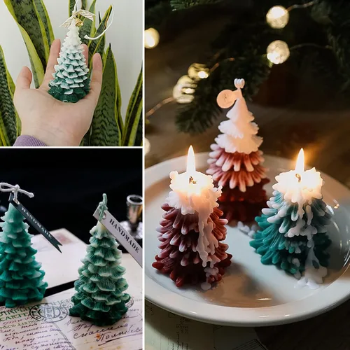 Miniatura 5 de 4 piezas moldes de silicona para árbol de Navidad, moldes de velas 3D para hacer velas, molde de resina epoxi de silicona en forma de árbol, molde