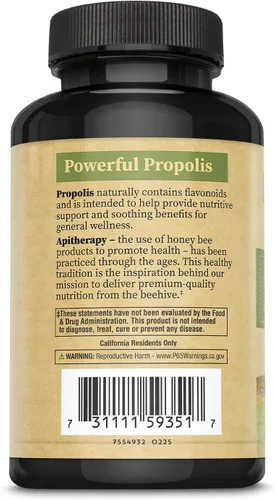 Miniatura 3 de Honey Gardens Propóleos de abeja: 59351: Tapa, (Btl-Plástico) 650mg 120ct