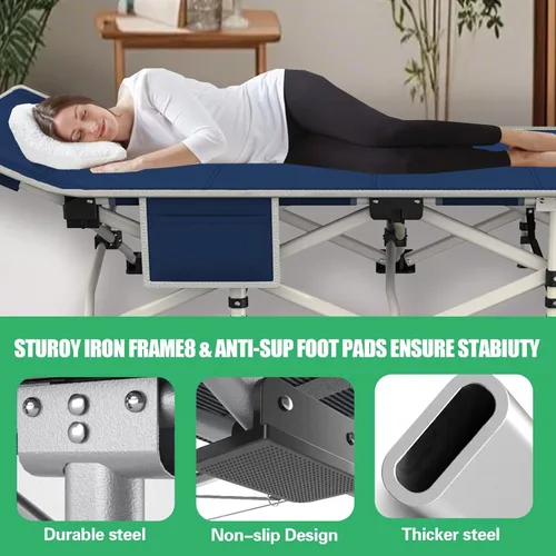 Miniatura 3 de Cuna de Camping con Colchón Cómodo Camas para Dormir Fácil de Montar Cama de Camping Resistente Cama Plegable Cama de Huésped con Bolsa de Transporte