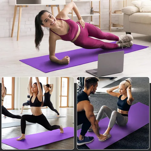 Miniatura 7 de Signature Fitness - Tapete de yoga multiusos de 0.25 pulgadas de grosor, alta densidad, sin desgarros, con correa y características ligeras para uso