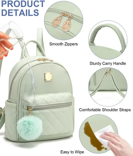 Miniatura 42 de Mini mochila de moda para niñas, bolso pequeño lindo de cuero a cuadros para mujer, mochilas pequeñas, Negro -, Mini mochila de moda para niñas